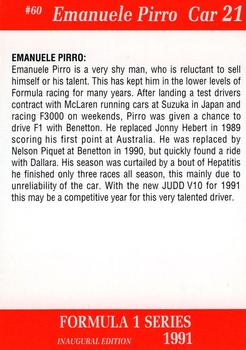 1991 Carms Formula 1 #60 Emanuelle Pirro Back