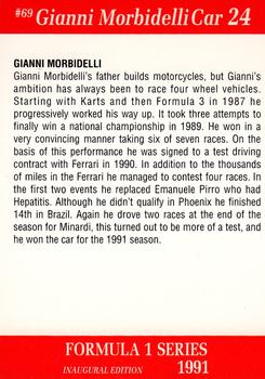 1991 Carms Formula 1 #69 Gianni Morbidelli Back