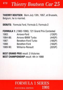1991 Carms Formula 1 #70 Thierry Boutsen Back