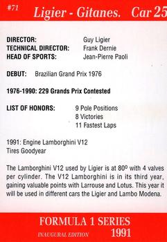 1991 Carms Formula 1 #71 Thierry Boutsen Back