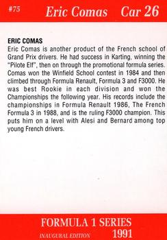 1991 Carms Formula 1 #75 Erik Comas Back