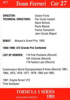1991 Carms Formula 1 #77 Alain Prost Back