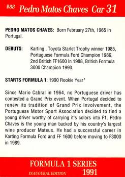 1991 Carms Formula 1 #88 Pedro Matos Chaves Back