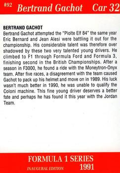 1991 Carms Formula 1 #92 Bertrand Gachot Back
