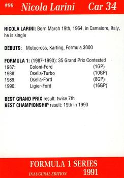 1991 Carms Formula 1 #96 Nicola Larini Back