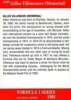 1991 Carms Formula 1 #103 Gilles Villeneuve Back