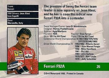 1992 Grid Formula 1 #26 Ferrari/Alesi Back