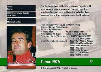 1992 Grid Formula 1 #27 Ferrari/Capelli Back