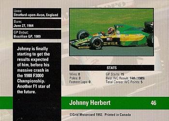 1992 Grid Formula 1 #46 Johnny Herbert Back