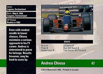 1992 Grid Formula 1 #47 Andrea Chiesa Back