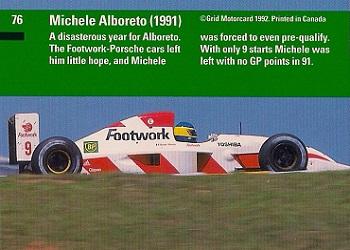 1992 Grid Formula 1 #76 Michele Alboreto Back
