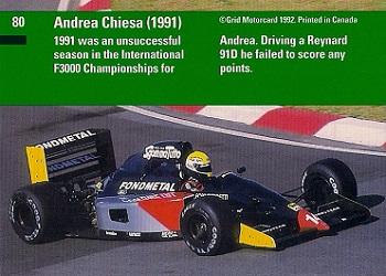 1992 Grid Formula 1 #80 Andrea Chiesa Back