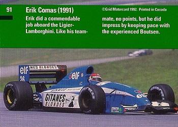 1992 Grid Formula 1 #91 Erik Comas Back