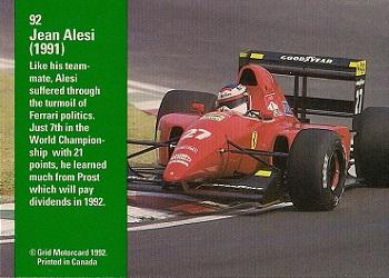 1992 Grid Formula 1 #92 Jean Alesi Back