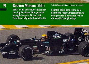 1992 Grid Formula 1 #98 Roberto Moreno Back