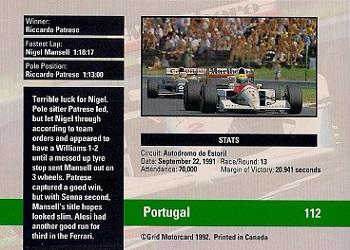 1992 Grid Formula 1 #112 Portugese GP Back