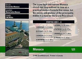 1992 Grid Formula 1 #121 Monaco Track Back