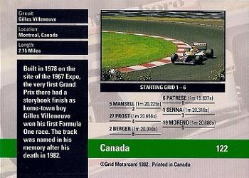 1992 Grid Formula 1 #122 Canada Track Back