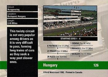 1992 Grid Formula 1 #126 Hungary Track Back