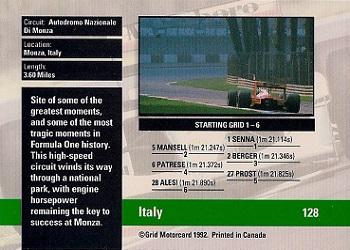 1992 Grid Formula 1 #128 Italy Track Back