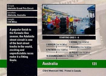 1992 Grid Formula 1 #131 Australia Track Back