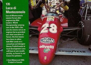 1992 Grid Formula 1 #135 Luca di Montezemolo Back