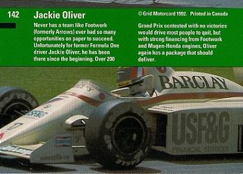 1992 Grid Formula 1 #142 Jackie Oliver Back
