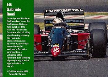 1992 Grid Formula 1 #146 Gabriele Rumi Back