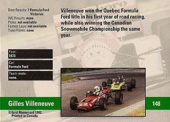 1992 Grid Formula 1 #148 Villeneuve/Formula Ford Back