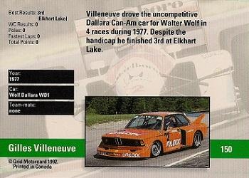 1992 Grid Formula 1 #150 Villeneuve/Dallara Back