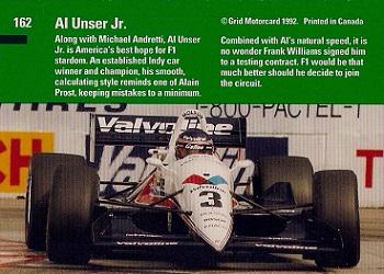 1992 Grid Formula 1 #162 Al Unser Jr. Back