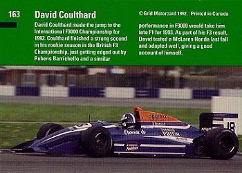 1992 Grid Formula 1 #163 David Coulthard Back