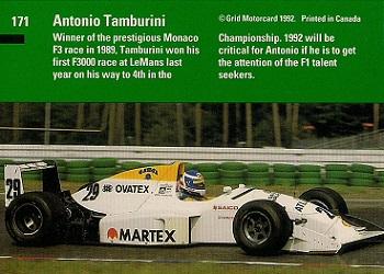 1992 Grid Formula 1 #171 Antonio Tamburini Back