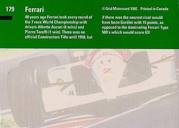 1992 Grid Formula 1 #179 1952/Ferrari Back