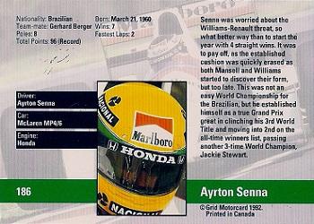 1992 Grid Formula 1 #186 1991/Ayrton Senna Back