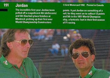 1992 Grid Formula 1 #191 June 2, 1991/Jordan/Montreal Back