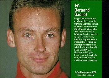 1992 Grid Formula 1 #193 August 15, 1991/Gachot/London Back
