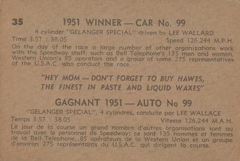 1960 Parkhurst Hawes Wax Indianapolis Speedway Winners (V338-2) #35 Lee Wallard Back