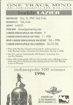 2002 Indianapolis 500 #NNO Buddy Lazier Back