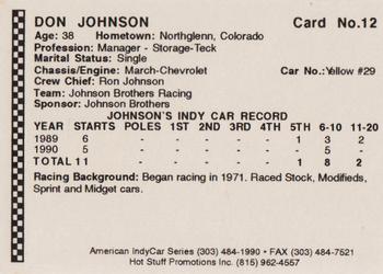 1991 Langenberg Hot Stuff American IndyCar Series #12 Don Johnson Back