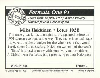 1992 Limited Appeal Formula One 91 #4 Mika Hakkinen Back