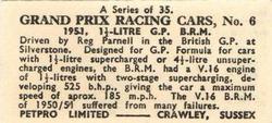 1962 Petpro Limited Grand Prix Racing Cars #6 Reg Parnell Back
