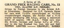 1962 Petpro Limited Grand Prix Racing Cars #13 Froilan Gonzalez Back