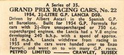 1962 Petpro Limited Grand Prix Racing Cars #22 Alberto Ascari Back