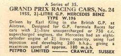 1962 Petpro Limited Grand Prix Racing Cars #24 Karl Kling Back