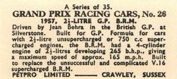 1962 Petpro Limited Grand Prix Racing Cars #26 Jean Behra Back