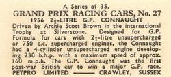 1962 Petpro Limited Grand Prix Racing Cars #27 Archie Scott Brown Back