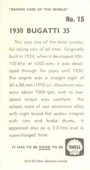 1970 Shell Racing Cars of the World #15 1930 Bugatti Back