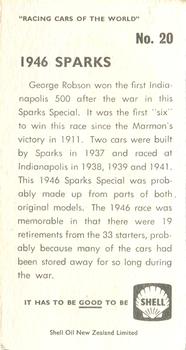 1970 Shell Racing Cars of the World #20 1946 Sparks Back