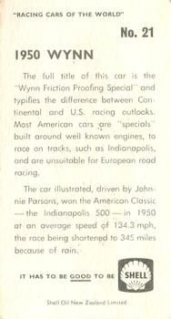 1970 Shell Racing Cars of the World #21 1950 Wynn Back